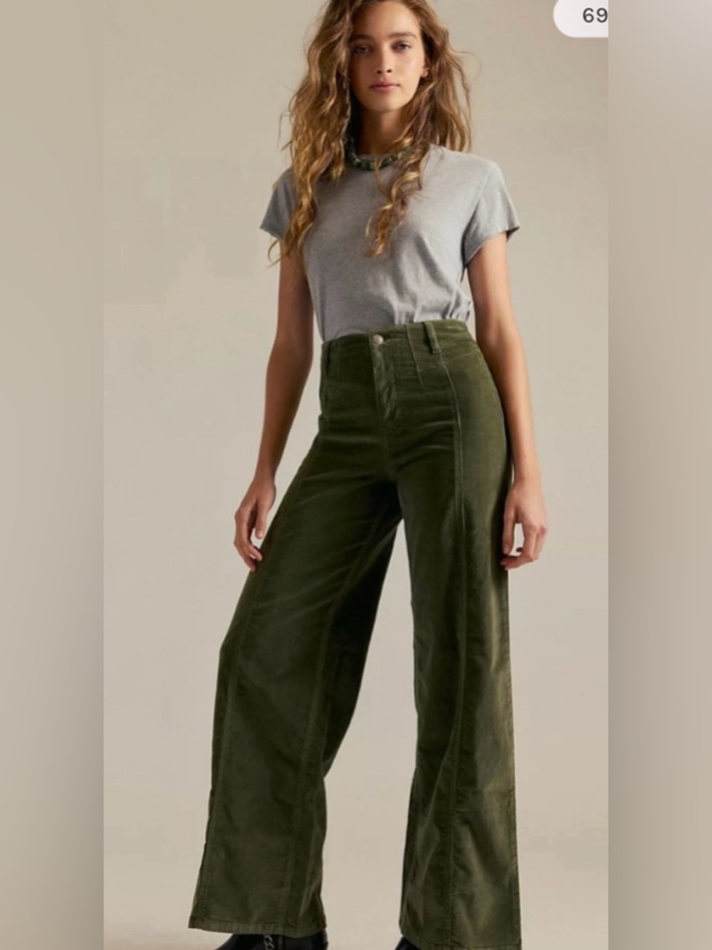 Free People We The Free Libre Cord Wide-Leg Jeans. NWT. Keepsake clover